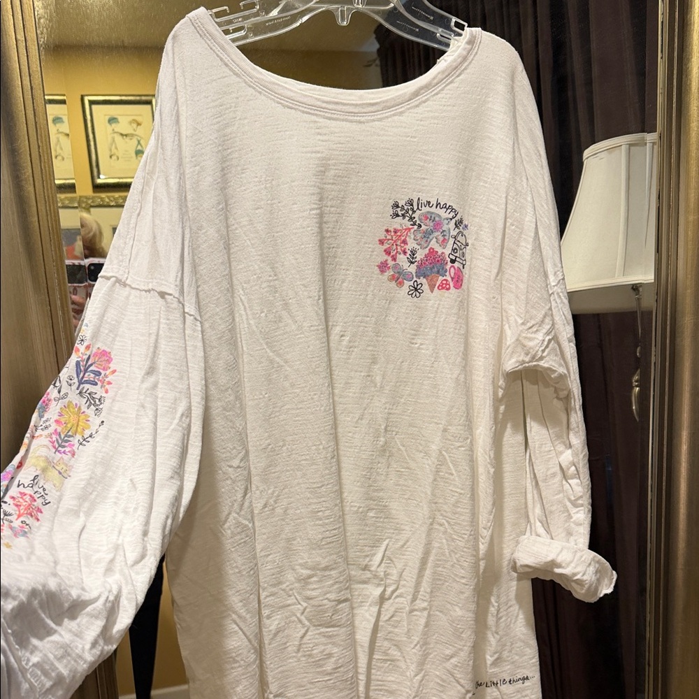 White Oversized Slouchy Women's Long Sleeve Top